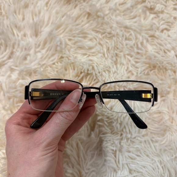 Gucci GG 2878 65Z Black Gold Half Rim Eyeglasses Frames 52-17 135 Italy narrow - Picture 1 of 9
